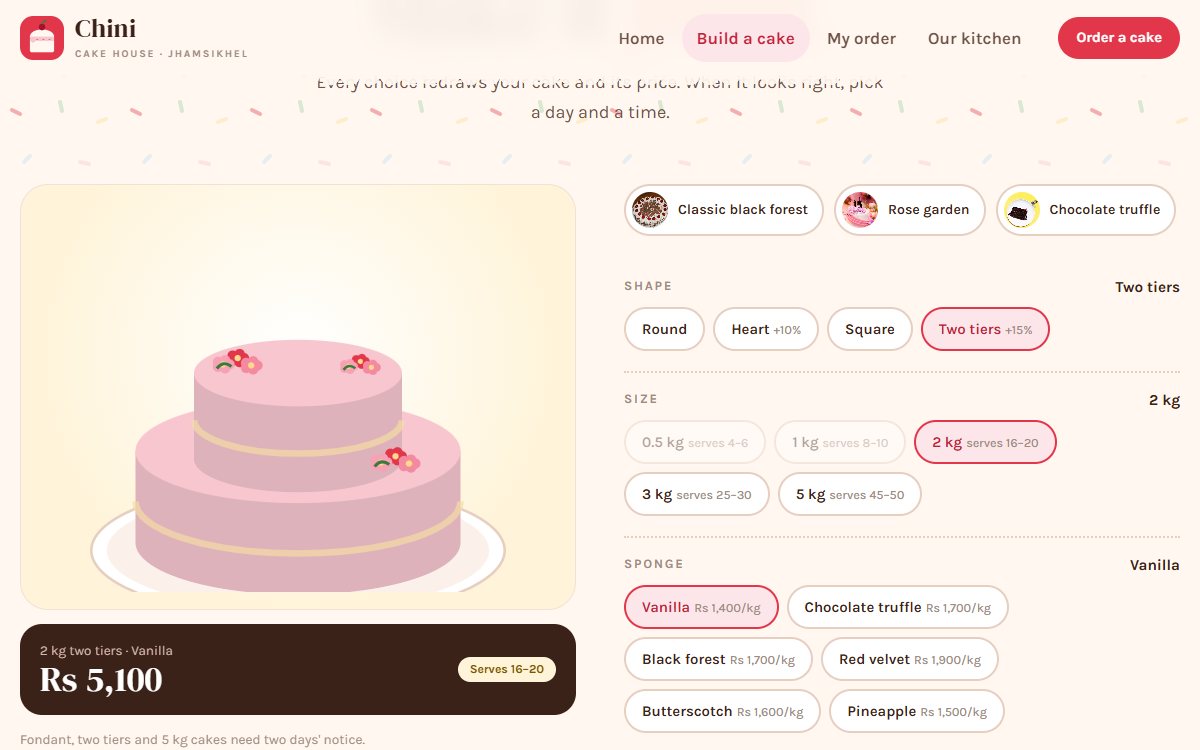 Chini cake builder drawing a two-tier rose cake
