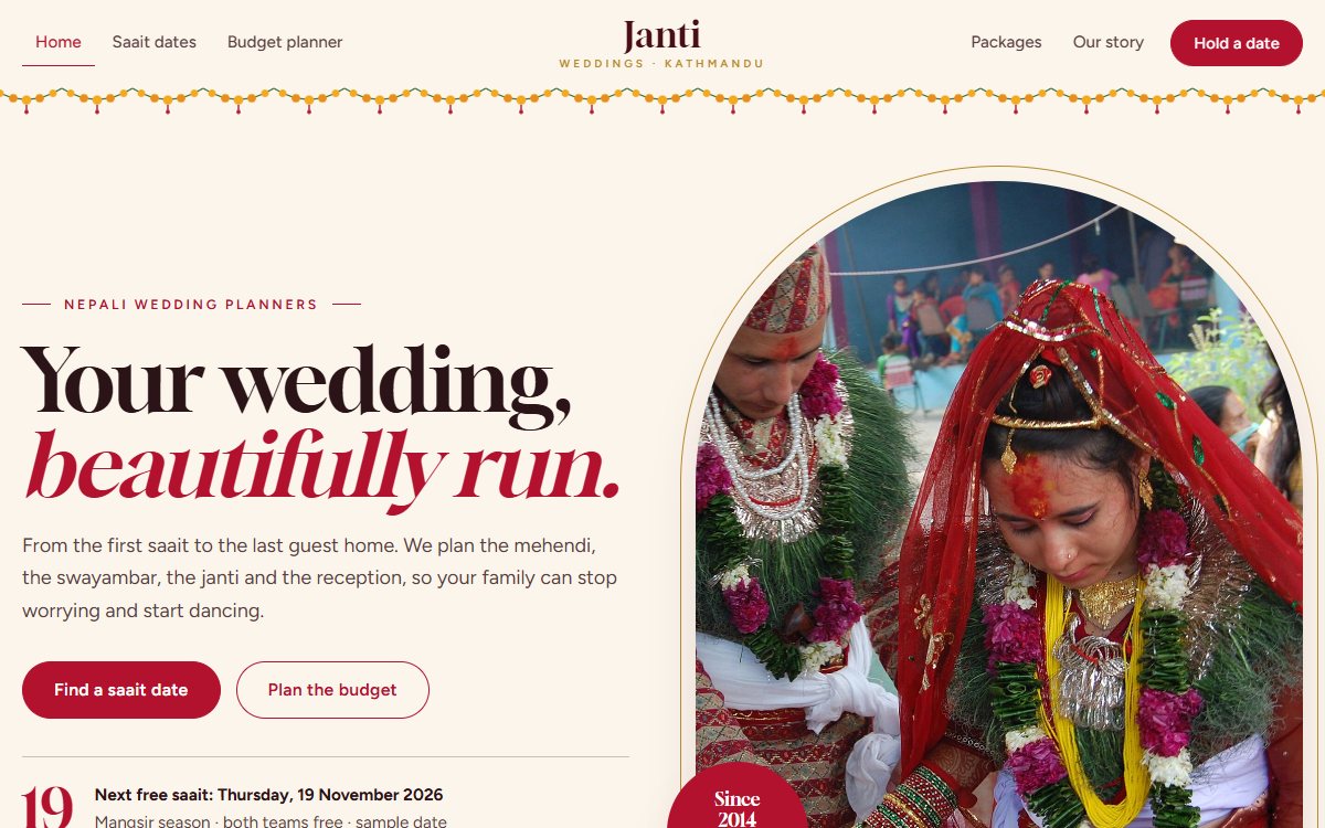 Janti Weddings home page