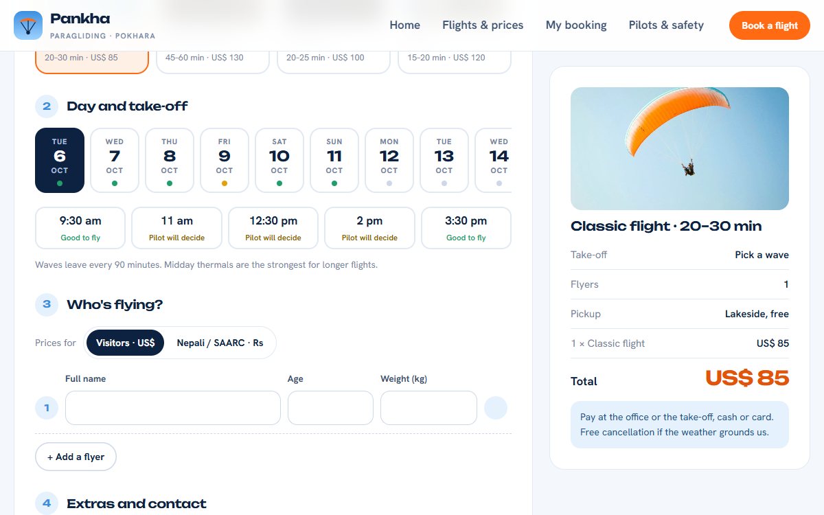 Pankha booking with forecast per take-off wave