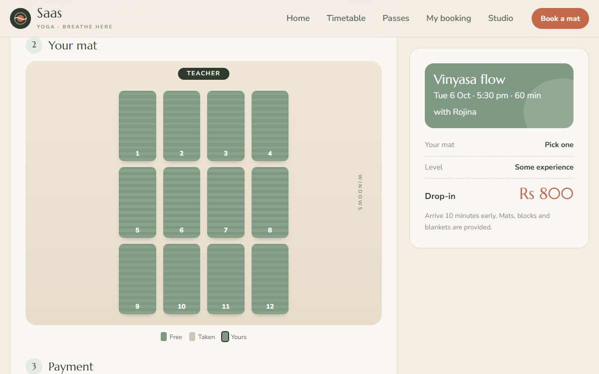 Saas Yoga mat map for booking