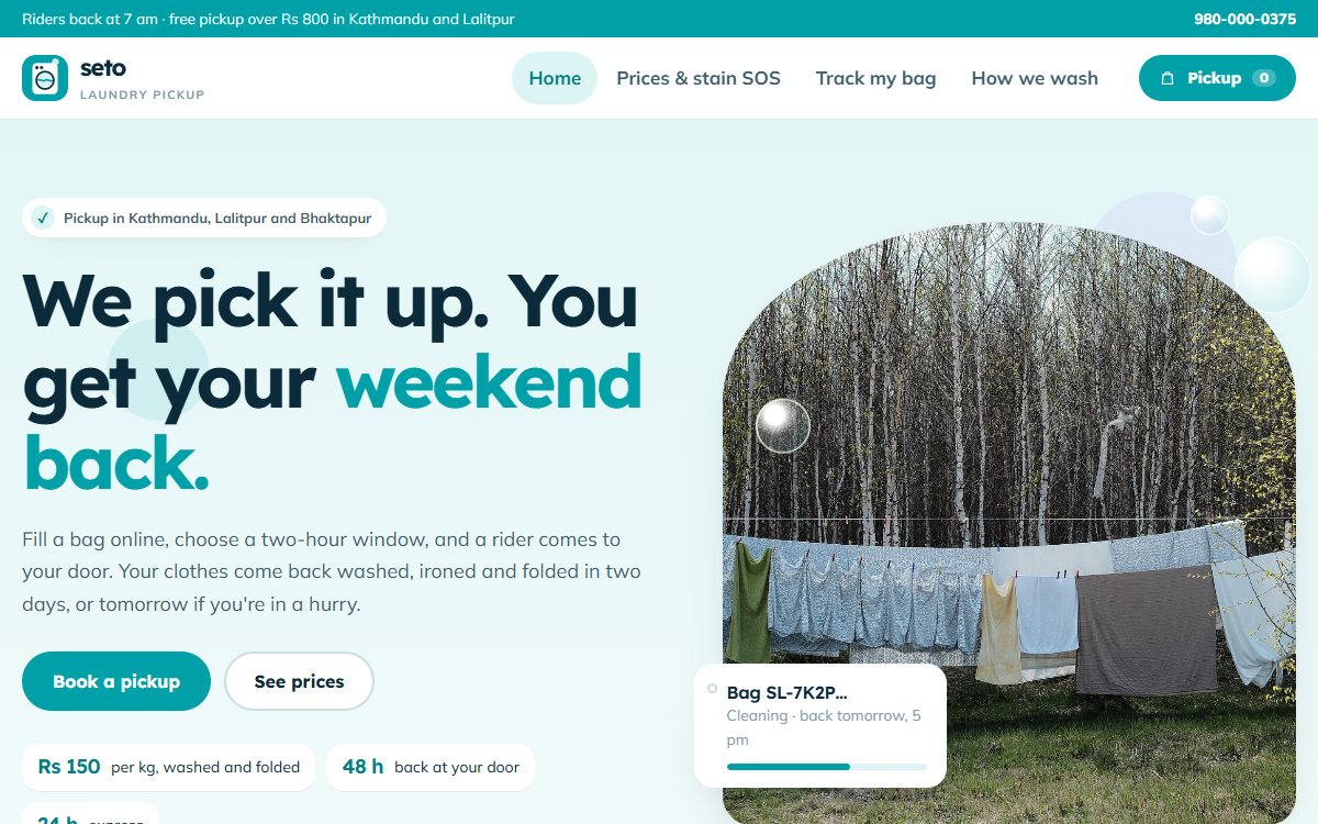 Seto Laundry home page