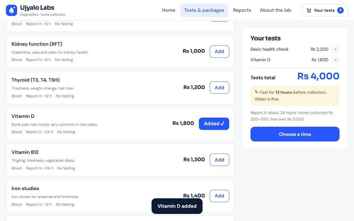 Ujyalo tests with cart